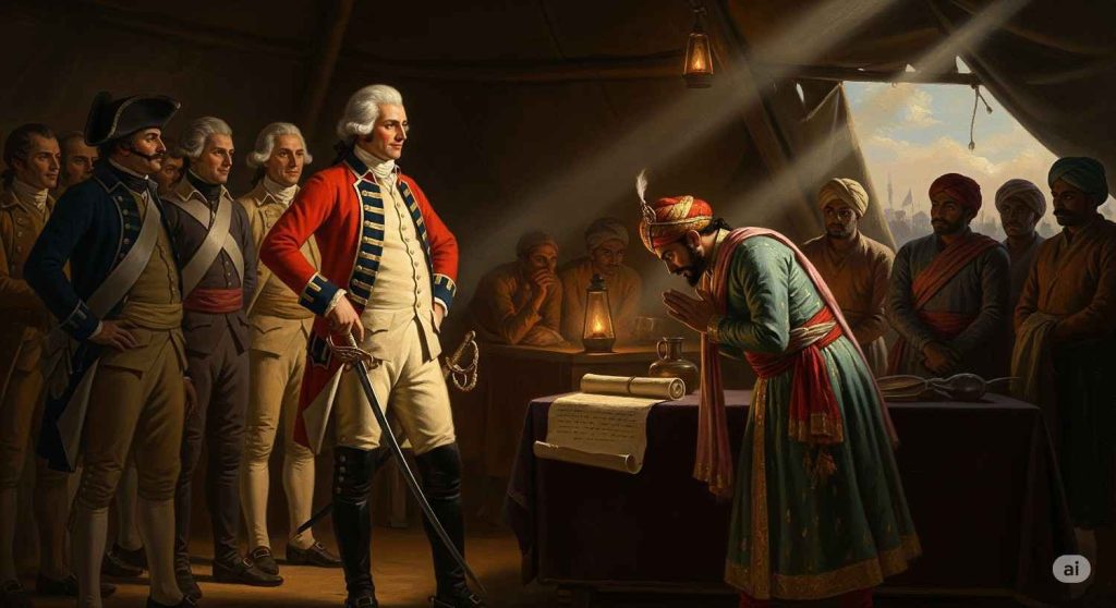 The beginning of British rule in India, marking the early phase of the Indian freedom struggle against colonial control