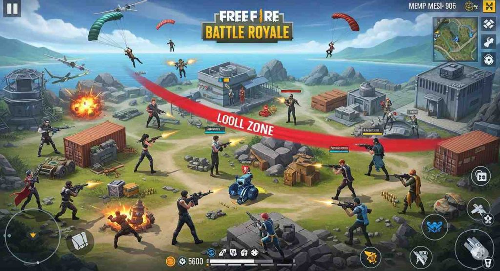 Overview of the Free Fire Battle Royale Game with character and gameplay visuals