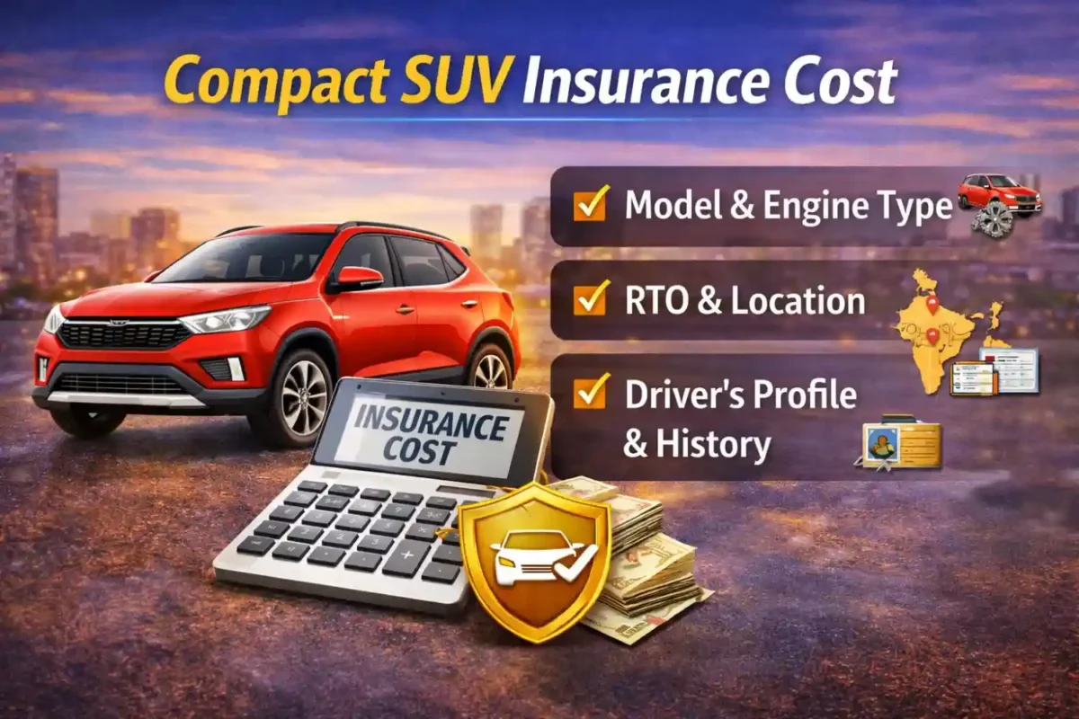 Compact SUV insurance cost in India showing average premium and key pricing factors