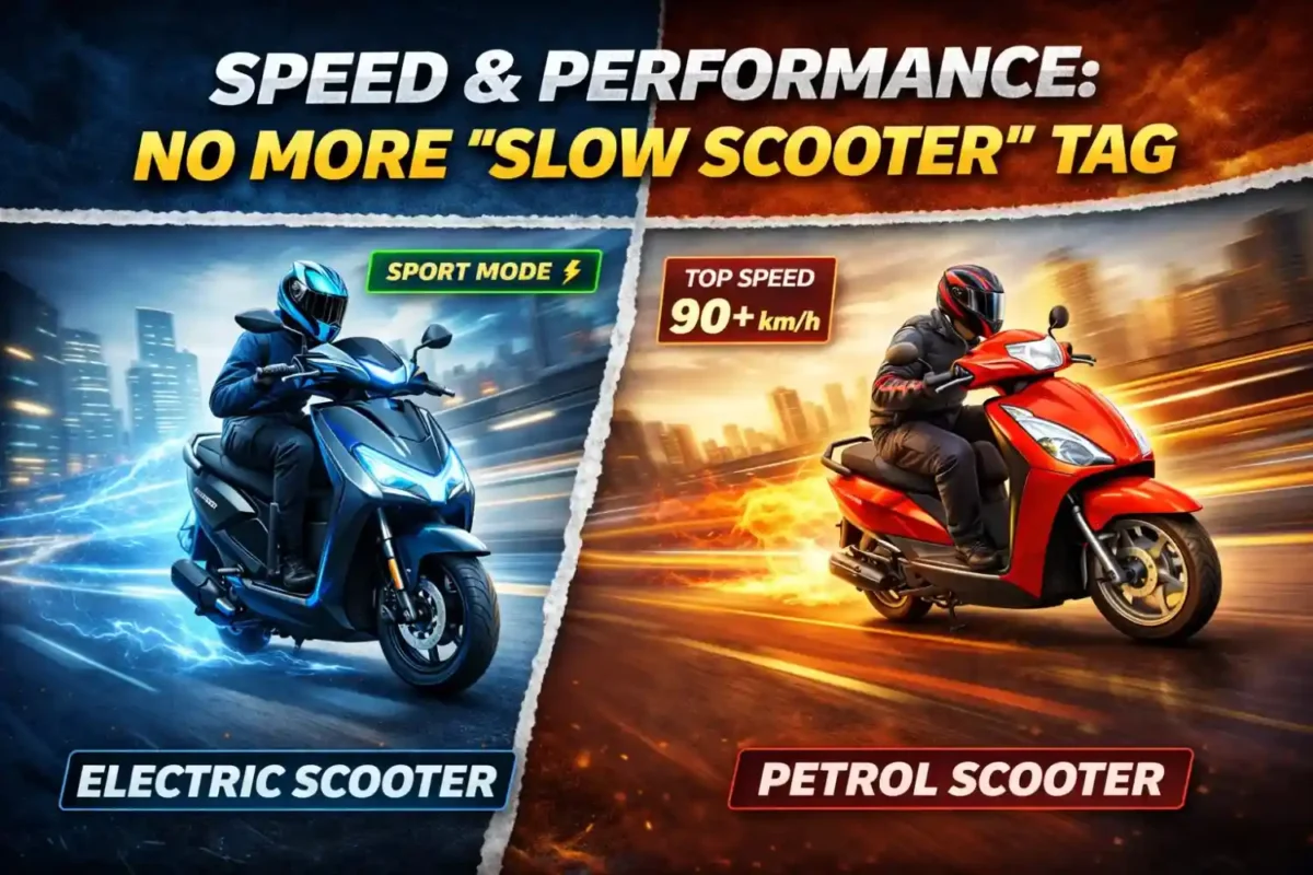 Speed and performance comparison in Electric Scooter vs Petrol Scooter