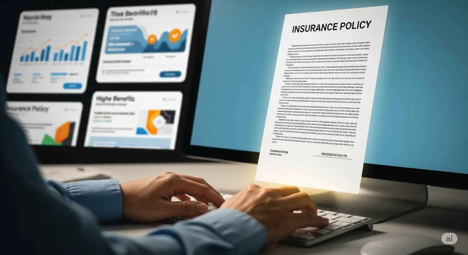 An illustration showing the insurance mistake of not comparing policies online, leading to missed benefits and costlier premiums.