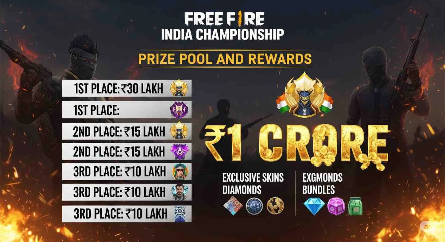 Prize pool and reward breakdown of the Free Fire India Championship for top teams