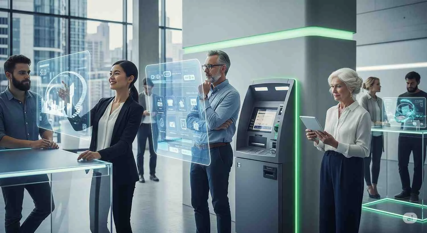Visual representation explaining what modern banking solutions are, including mobile banking, AI, and digital payments.